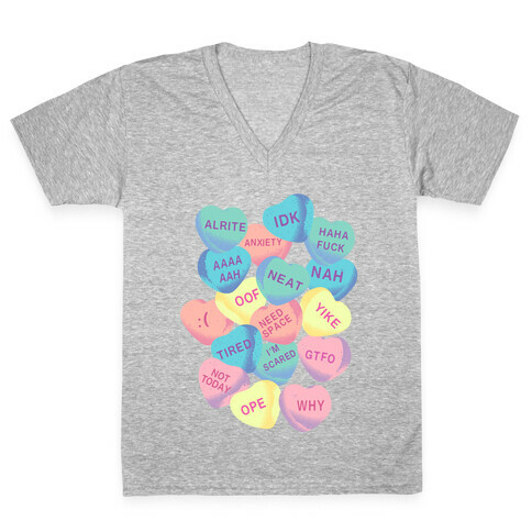 Awkward Candy Hearts V-Neck Tee Shirt