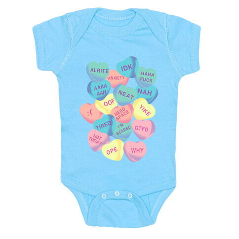 Awkward Candy Hearts Baby One-Piece