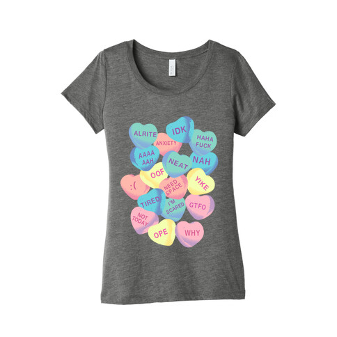 Awkward Candy Hearts Womens T-Shirt