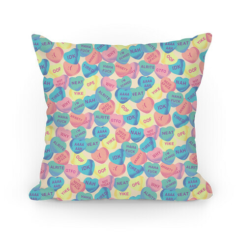 Awkward Candy Hearts Pillow