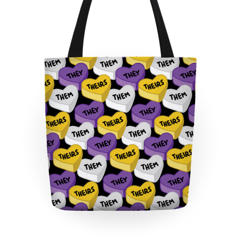 Nonbinary Pronoun Candy Hearts Tote