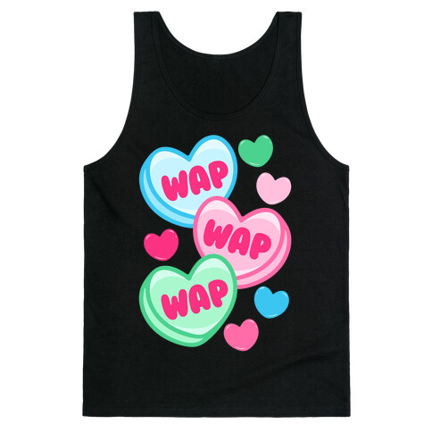 WAP WAP WAP Candy Hearts Parody White Print Tank Top