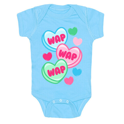 WAP WAP WAP Candy Hearts Parody White Print Baby One-Piece