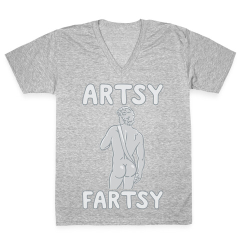 Artsy Fartsy White Print V-Neck Tee Shirt