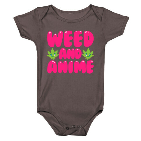 Weed And Anime White Print Baby One-Piece