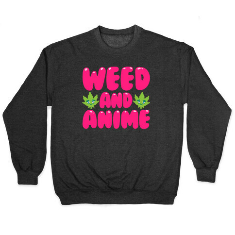 Weed And Anime White Print Pullover