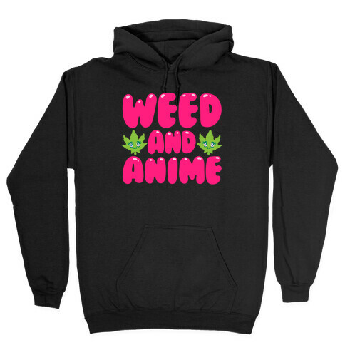 Weed And Anime White Print Hooded Sweatshirt