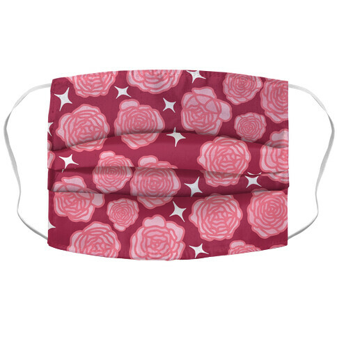 Pink Sparkle Roses Pattern Accordion Face Mask