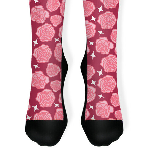 Pink Sparkle Roses Pattern Sock