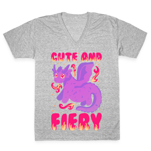 Cute and Fiery Dragon V-Neck Tee Shirt