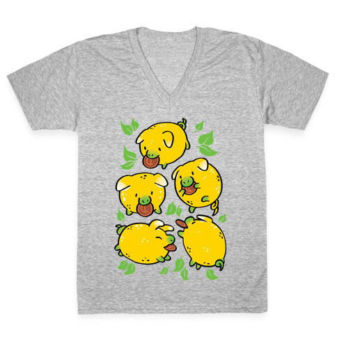 Lemon Pigs V-Neck Tee Shirt