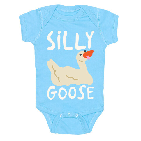 Silly Goose White Print Baby One-Piece