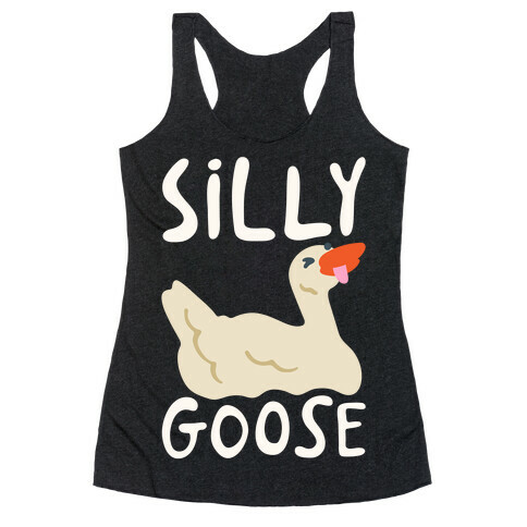 Silly Goose White Print Racerback Tank Top