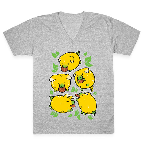 Lemon Pigs V-Neck Tee Shirt