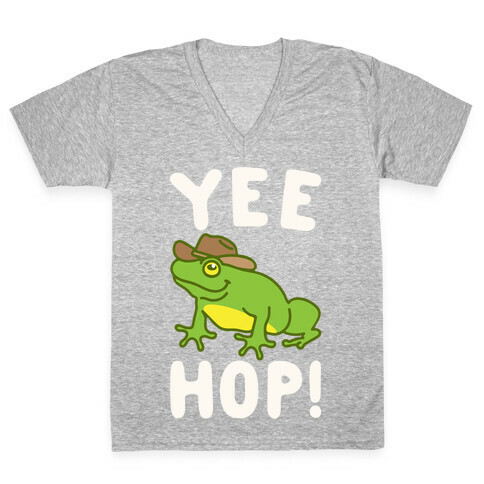 Yee Hop White Print V-Neck Tee Shirt