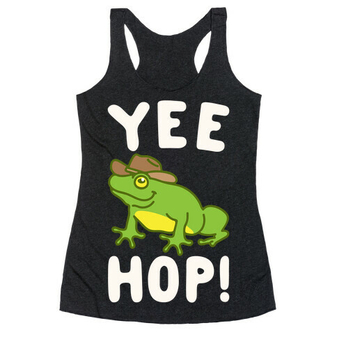 Yee Hop White Print Racerback Tank Top