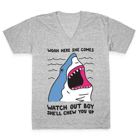 Maneater Shark V-Neck Tee Shirt
