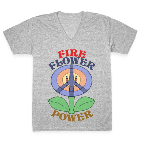 Fire Flower Power V-Neck Tee Shirt