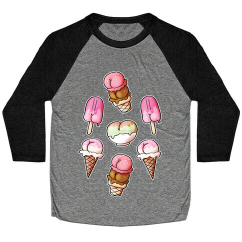 Ice Cream Butts Baseball Tee