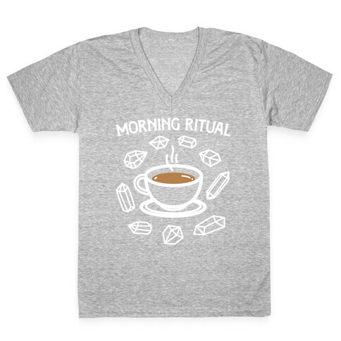 Morning Ritual Coffee and Crystals V-Neck Tee Shirt