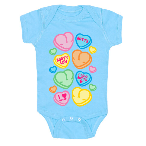 Candy Heart Butts White Print Baby One-Piece