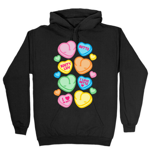 Candy Heart Butts White Print Hooded Sweatshirt