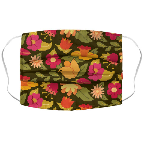 Pixel Floral Pattern Accordion Face Mask