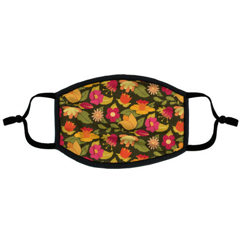 Pixel Floral Pattern Flat Face Mask