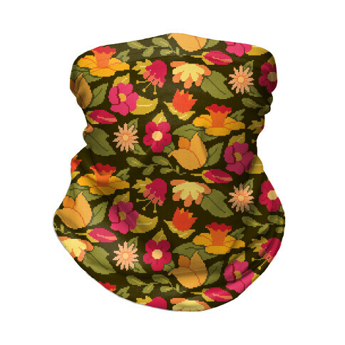 Pixel Floral Pattern Neck Gaiter