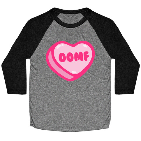 OOMF Candy Heart White Print Baseball Tee