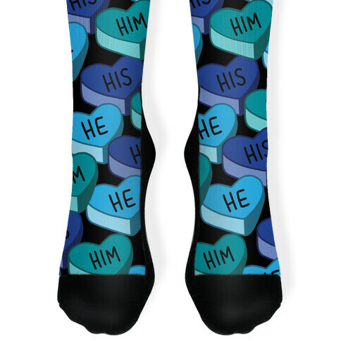 Male Pronoun Candy Hearts Sock