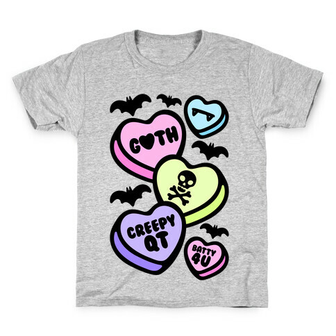 Goth Candy Hearts Kids T-Shirt