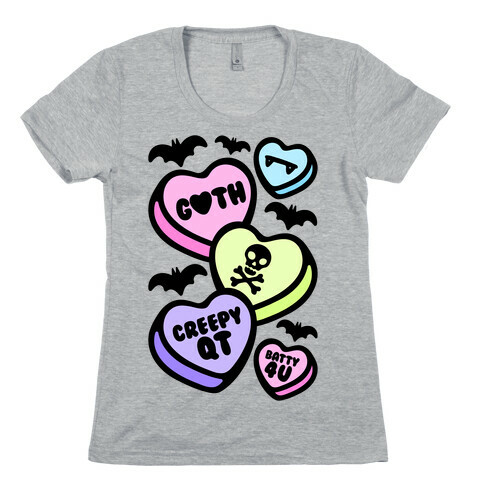 Goth Candy Hearts Womens T-Shirt
