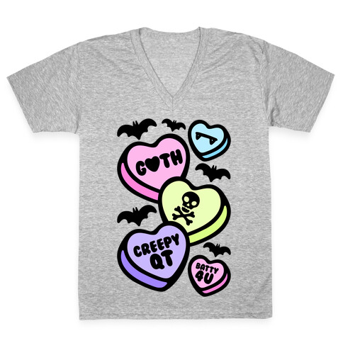 Goth Candy Hearts V-Neck Tee Shirt