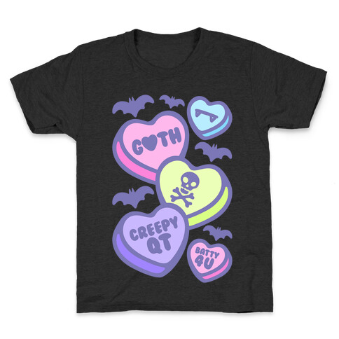 Goth Candy Hearts White Print Kids T-Shirt