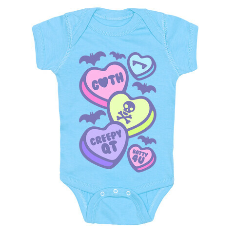 Goth Candy Hearts White Print Baby One-Piece