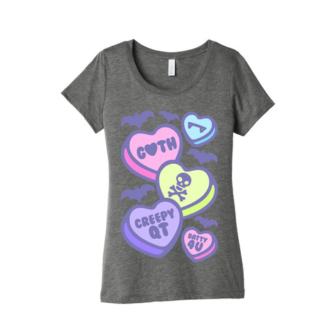 Goth Candy Hearts White Print Womens T-Shirt