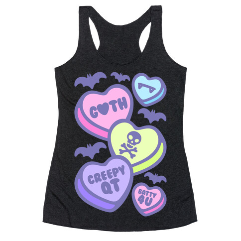 Goth Candy Hearts White Print Racerback Tank Top
