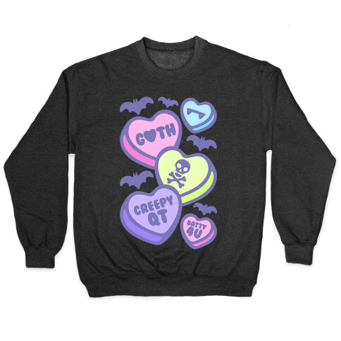 Goth Candy Hearts White Print Pullover