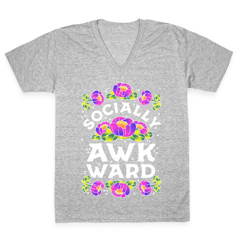 Socially Awkward (Floral) V-Neck Tee Shirt