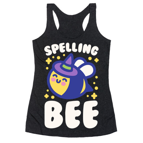 Spelling Bee White Print Racerback Tank Top