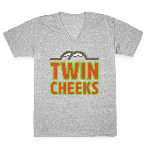 Twin Cheeks Parody V-Neck Tee Shirt