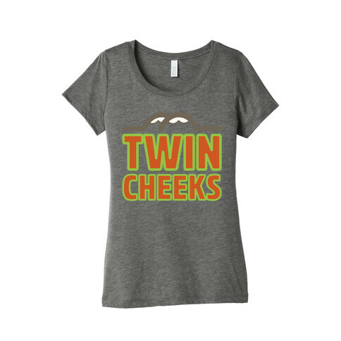 Twin Cheeks Parody White Print Womens T-Shirt