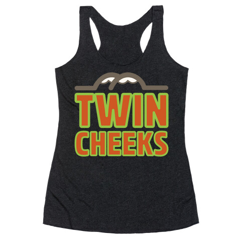 Twin Cheeks Parody White Print Racerback Tank Top