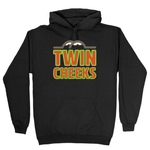 Twin Cheeks Parody White Print Hooded Sweatshirt