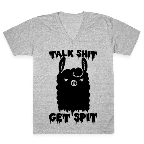 Talk Shit Get Spit Llama  V-Neck Tee Shirt