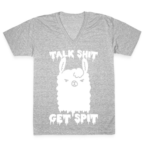 Talk Shit Get Spit Llama V-Neck Tee Shirt