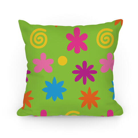 2000's Funky Flower Pattern Pillow