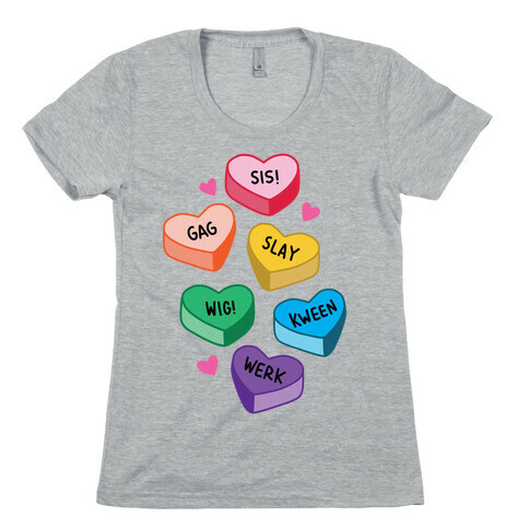 Gay Lingo Candy Hearts Womens T-Shirt