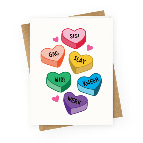 Gay Lingo Candy Hearts Greeting Card